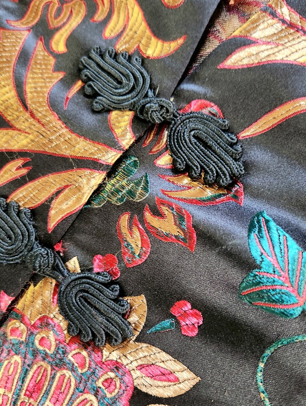 Soft Surroundings Moon Dynasty Satin Kimono Jacket Womens M Black Multi Brocade - Picture 3 of 15